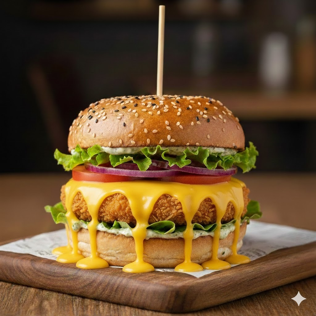 Fiery Veg Cheese Burger